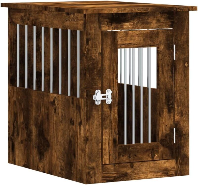 SVRCK Dog Crate Furniture with Ventilated Design, 2-in-1 End Table Function, Brown Smoked Oak, Engineered Wood - Image 2