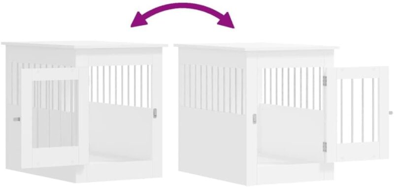 Stylish Dog Crate Furniture with Lockable Door, Engineered Wood and Steel, 21.7"x31.5"x26.8", White - Image 8