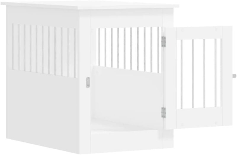 Stylish Dog Crate Furniture with Lockable Door, Engineered Wood and Steel, 21.7"x31.5"x26.8", White - Image 6