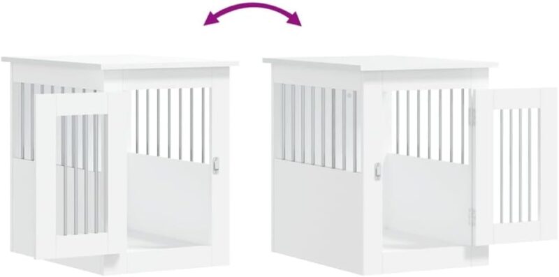 Dual-Function Dog Crate Furniture, Stylish End Table & Safe Dog House, Engineered Wood, White - Image 4