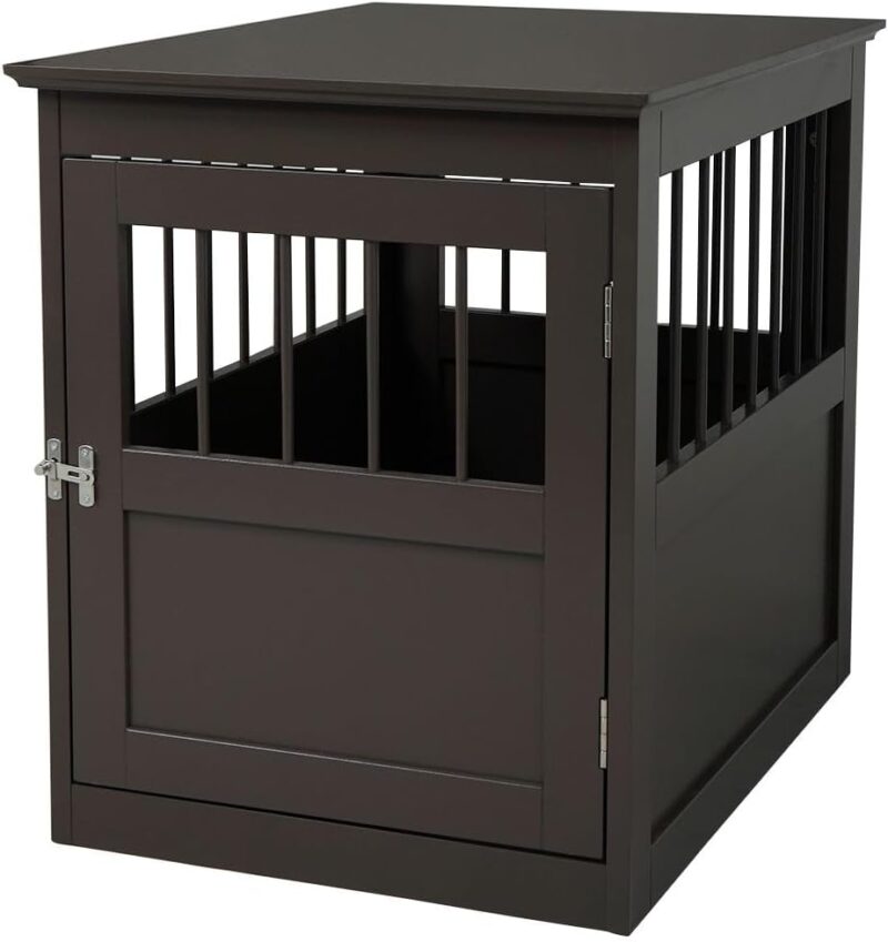 Stylish Dog Crate Furniture, End Table with Side Slats, Sturdy and Spacious Design for Small Pets, Brown - Image 7