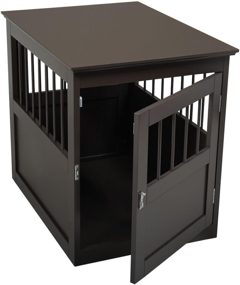 Stylish Dog Crate Furniture, End Table with Side Slats, Sturdy and Spacious Design for Small Pets, Brown - Image 3