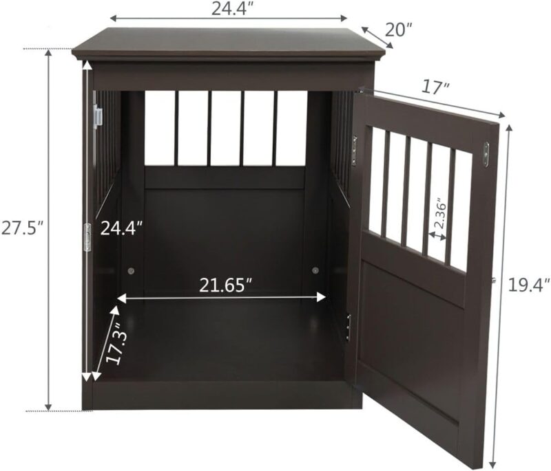 Stylish Dog Crate Furniture, End Table with Side Slats, Sturdy and Spacious Design for Small Pets, Brown - Image 2