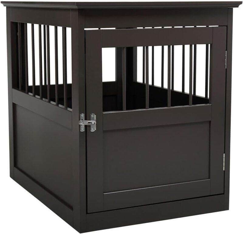 Stylish Dog Crate Furniture, End Table with Side Slats, Sturdy and Spacious Design for Small Pets, Brown - Image 5