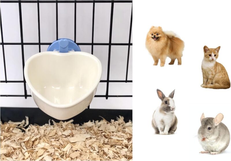 Choco Nose Patented Removable Heart Shaped Food Bowl for Dogs/Puppies/Rabbits/Cats/Guinea Pigs/Chinchillas/Birds -Water Dish for Small Pets or Animals - for Wire Cages or Crates 8 oz, Blue (C607) - Image 4