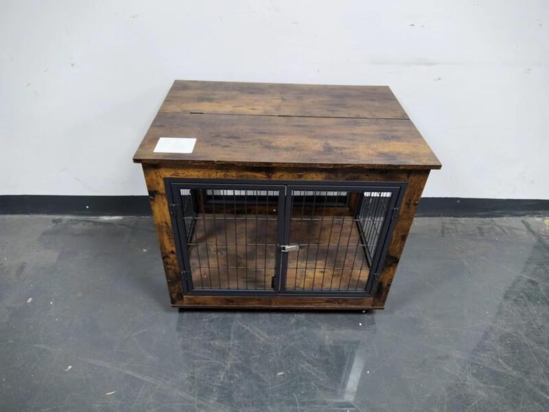 Furniture-Style Dog Crate Side Table on Wheels for Comfort and Convenience, Rustic Brown, 31.50'' W x 22.05'' D x 25'' H - Image 9