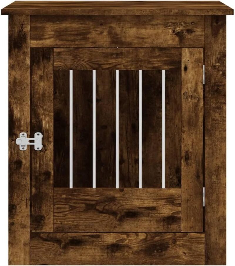 SVRCK Stylish Dog Crate Furniture with 2-in-1 Function, Smoked Oak Finish, Sturdy Engineered Wood and Steel, 25.4" x 31.5" x 28" - Image 9