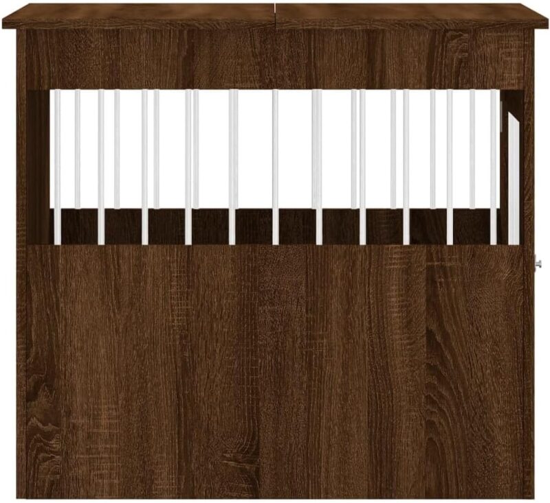 Stylish Dog Crate Furniture as End Table, Durable Engineered Wood and Steel, Brown Oak - Image 7