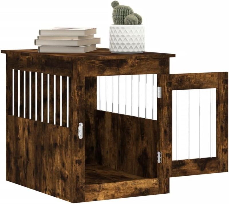 Dog Crate Furniture with Lockable Door, Sturdy & Stylish End Table, Smoked Oak, 21.7"x29.5"x25.6" - Image 3