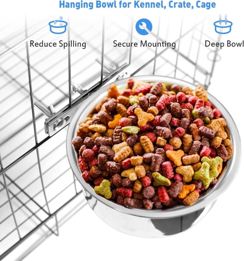 Kennel Water Bowl, No Spill Hanging Cage Crate Bowl for Cat, Small Dog Feeder -2 Cups / 1 Pint (1 Pack) - Image 2