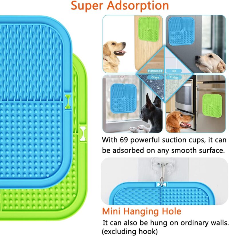 Dog Lick Pad, 2-Pack Large Licking Mat for Dogs, Dog Slow Feeder Dog Licking Mat with Suction Cups. Boredom & Anxiety Reducer, Perfect for Food, Treats, Yogurt, or Peanut Butter. - Image 2