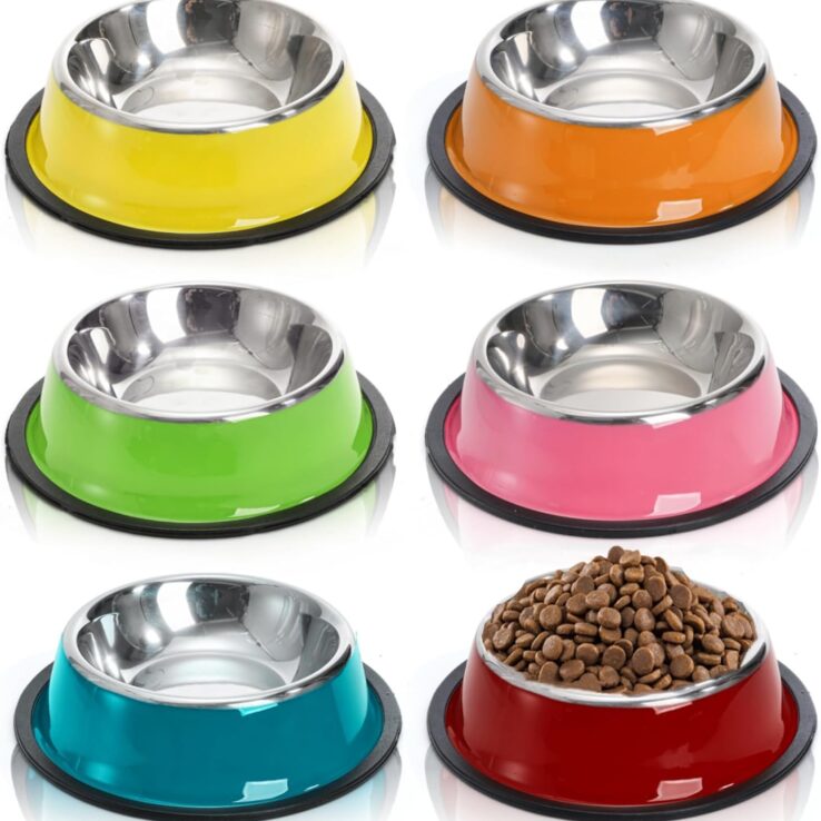 6 Pack Stainless Steel Dog Bowl, 6 Oz Reusable Pet Food and Water Bowls with Rubber Base, Stackable Puppy Cat Feeding Bowls Dog Dishes for Dry Food, Wet Foods, 6 Color