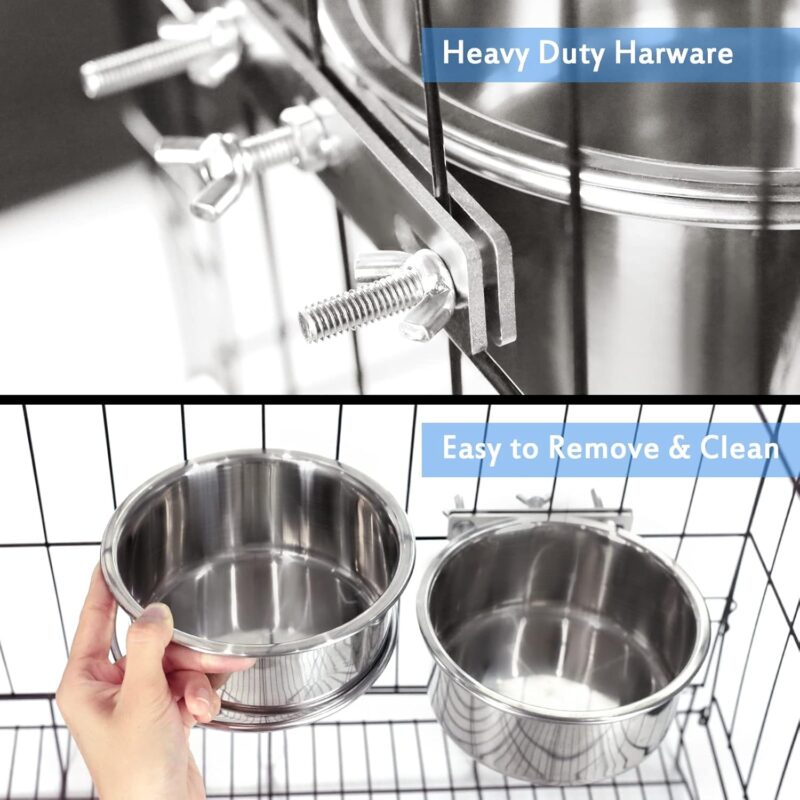 Kennel Water Bowl, No Spill Hanging Cage Crate Bowl for Cat, Small Dog Feeder -2 Cups / 1 Pint (1 Pack) - Image 4