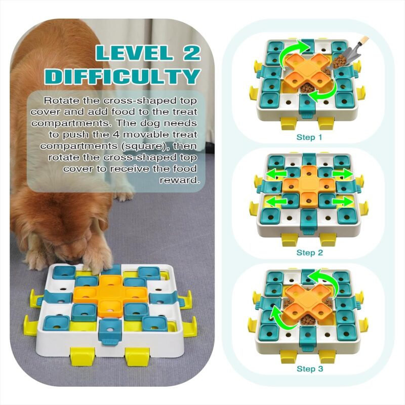 KADTC Puzzle Toys Level 2 in 1 Advance Educational For Smart Small/Medium/Large Dogs Intelligence Learning Toy Keep Busy Puppy Boredom Buster Interactive Brain Mental Stimulation Treat Enrichment Game - Image 5