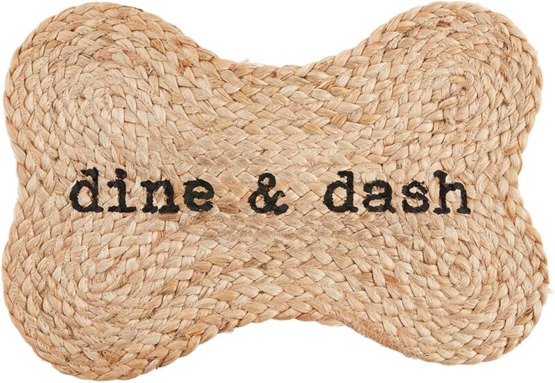 Mud Pie Jute Dog Bowl Mat, Dine Dash