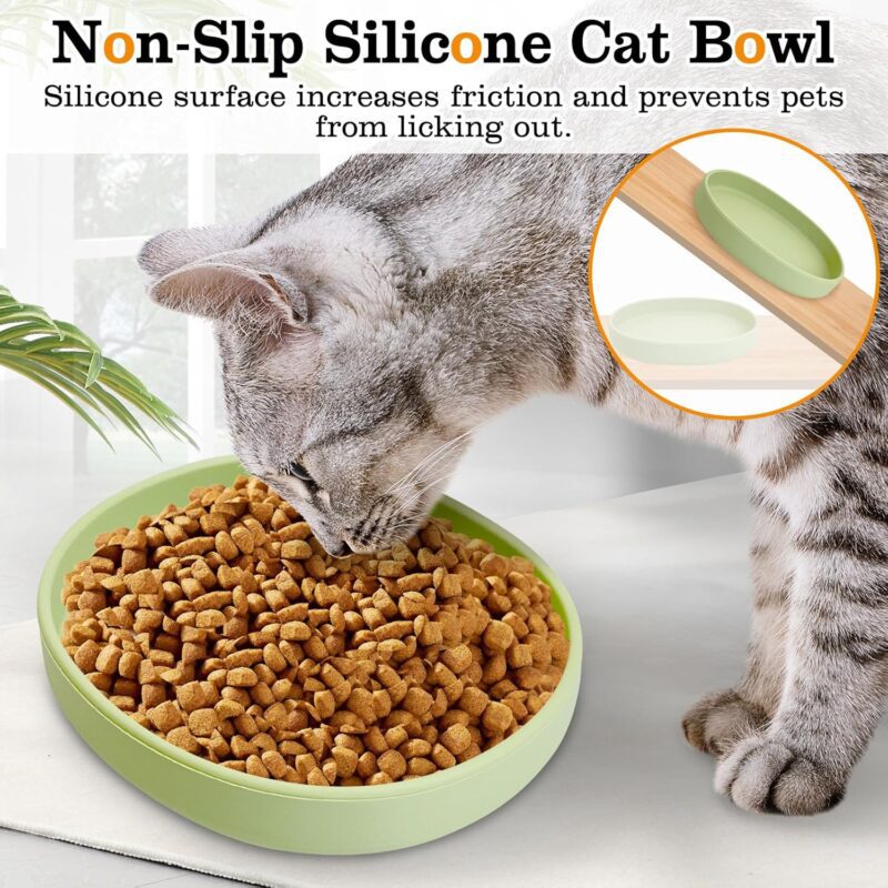 BNOSDM Silicone Dog Food Plate Shallow Dogs Bowl Flat Cat Dish 2 Pack Small Puppy Plates for Small Dog and Cats Whisker Fatigue Pet Feeding Bowls for Dry nd Wet Food (Grey) - Image 2