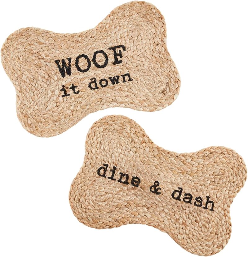Mud Pie Jute Dog Bowl Mat, Dine Dash - Image 2