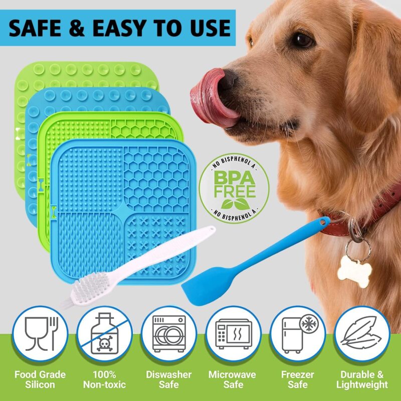 Dog Lick Pad, 2-Pack Large Licking Mat for Dogs, Dog Slow Feeder Dog Licking Mat with Suction Cups. Boredom & Anxiety Reducer, Perfect for Food, Treats, Yogurt, or Peanut Butter. - Image 5
