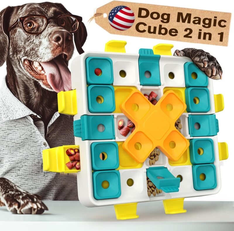 KADTC Puzzle Toys Level 2 in 1 Advance Educational For Smart Small/Medium/Large Dogs Intelligence Learning Toy Keep Busy Puppy Boredom Buster Interactive Brain Mental Stimulation Treat Enrichment Game