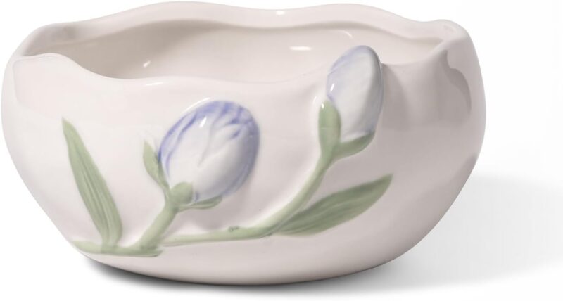 Ceramic Cute Dog & Cat Bowl, Non-Slip Design for Indoor Cat, Potable & Stable for Food, Water Use, Small to Medium Size Dog Feeding, Heated Available, Easy to Clean, 20.3oz, White