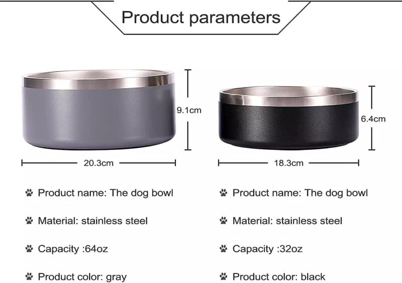 32oz 64oz Stainless Steel Double Wall Dog Bowls,BPA Free Non-Slip Pet Dishes,Cat Food&Water Bowl with Rubber Base(32oz, Light Blue) - Image 2