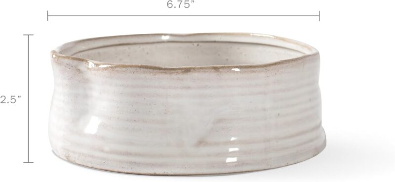 Fringe Studio Stoneware Pet Bowl, Medium, Ribbed White (501005) - Image 2