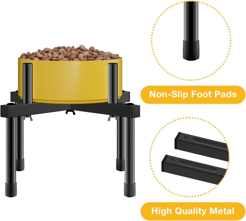 Elevated Single Dog Bowl Stand: Single Raised Dog Bowl Holder - Adjustable Width Tall Elevated Dog Bowls for Large, Medium and Small Dogs (Bowl not Included) - Image 5