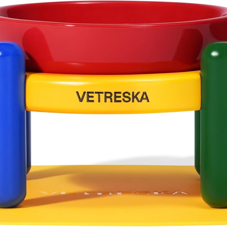 VETRESKA Elevated Dog Bowl with Stand, Raised Ceramic Cat Dog Bowls Large Breed, No Slip Cat Bowl, Food/Water Bowl Dog Feeding Station Dishes for Medium Small Pet (15.2OZ)