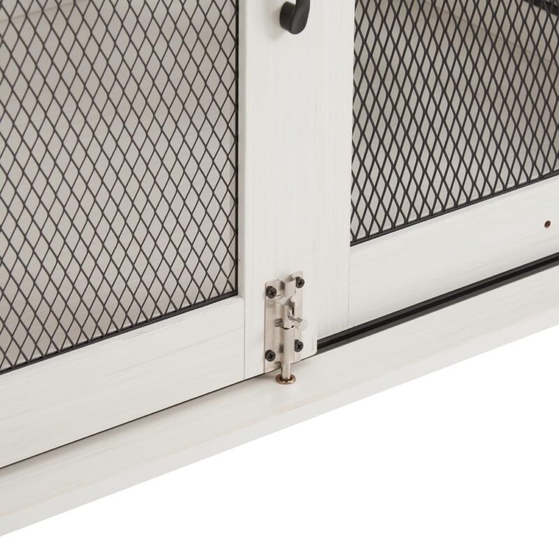 Stylish Farmhouse Wooden Dog Cage with Sliding Barn Door, Flip-Top Plate for Small to Large Dogs, White - Image 7