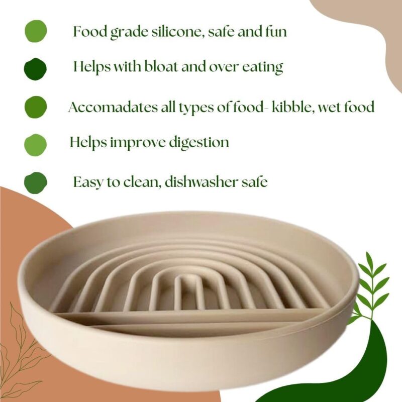 Modern Rainbow Pet Slow Feeder Bowl, Silicone Slow Feeder for Dogs & Puppies, Slow Eating, Modern Lick Mat Design, Reduces Gulping, Dishwasher Fit, for All Breed, Durable Mealtime Puzzle (Slate) - Image 5