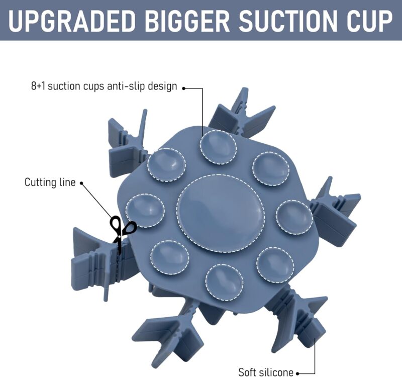 Slow Feeder Insert for Dog Bowl with Upgraded Large Suction Cups, Anti Slip Cuttable Anti-Chocking Snow Slow Feeding Healthy Eating Fits Small Medium Metal Dog Bowls Adjustable Length 4.7-7 in Blue - Image 2