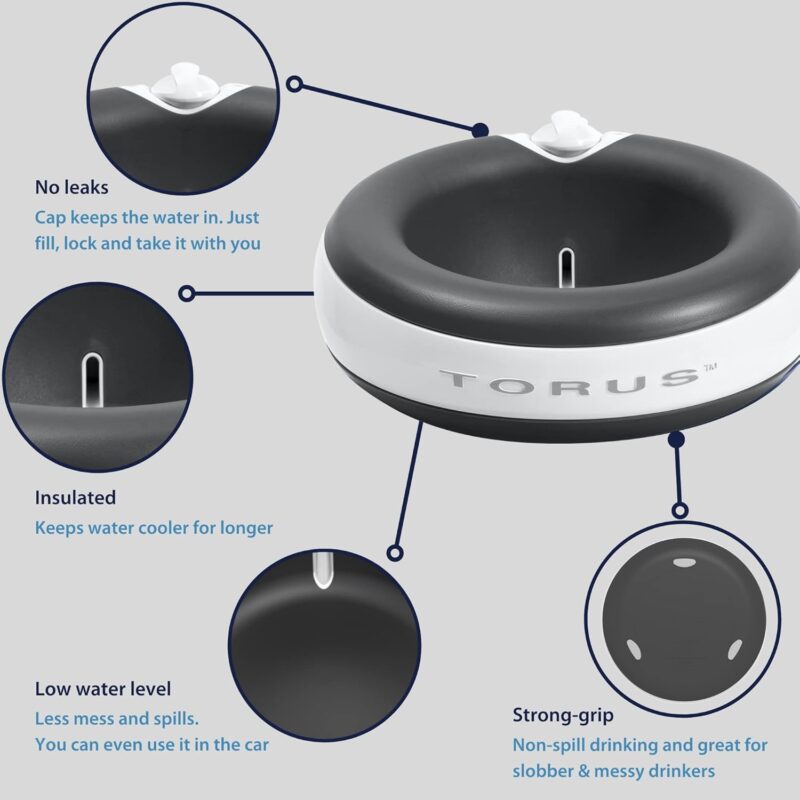 MAXI Filtered Water Bowl (Charcoal) - 2-Liter - Travel - Home - Auto-Fill - Portable Dispenser – Food Grade – Cleantech - BPA-Free - Dog – Cat – No Spill - No Splash - Image 6