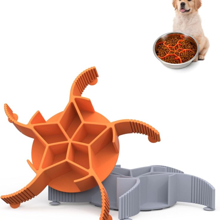 Slow Feeder Insert for Dog Bowls - Upgraded Griper System, Star Maze Design