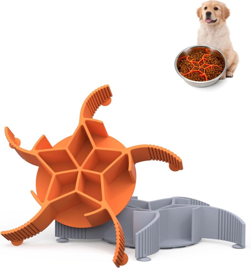 Slow Feeder Insert for Dog Bowls - Upgraded Griper System, Star Maze Design