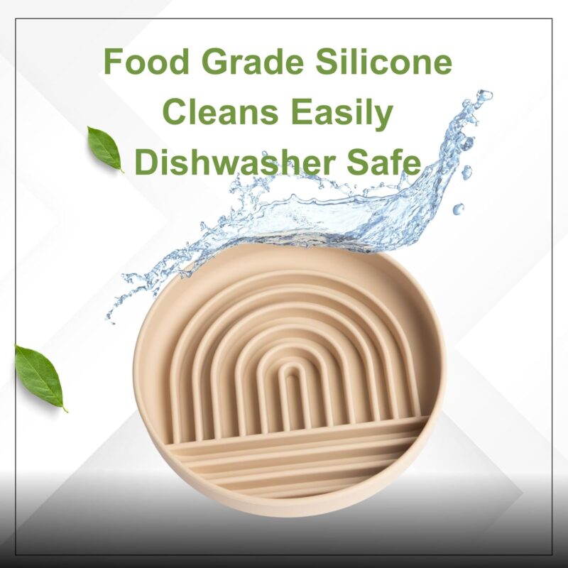 Modern Rainbow Pet Slow Feeder Bowl, Silicone Slow Feeder for Dogs & Puppies, Slow Eating, Modern Lick Mat Design, Reduces Gulping, Dishwasher Fit, for All Breed, Durable Mealtime Puzzle (Slate) - Image 3