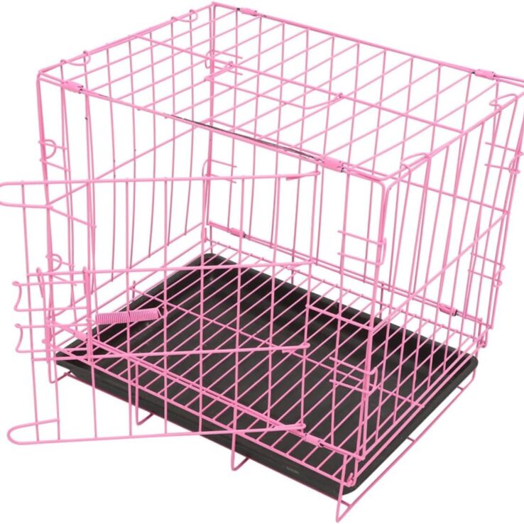 GANAZONO Small Dog Crate Cat Cage Rabbit Carrier Portable Foldable Feature Metal Wire Home Travel