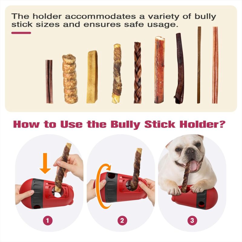 Upgraded Bully Stick Holder, Adjustable Treat Dispensing Slow Feeder, 2-in-1 Multifunctional Dog Treat Toy, for Dogs to Keep Them Busy, More Fun, Healthier, Make Everything Fun, Ideal for Dog Gifts - Image 4