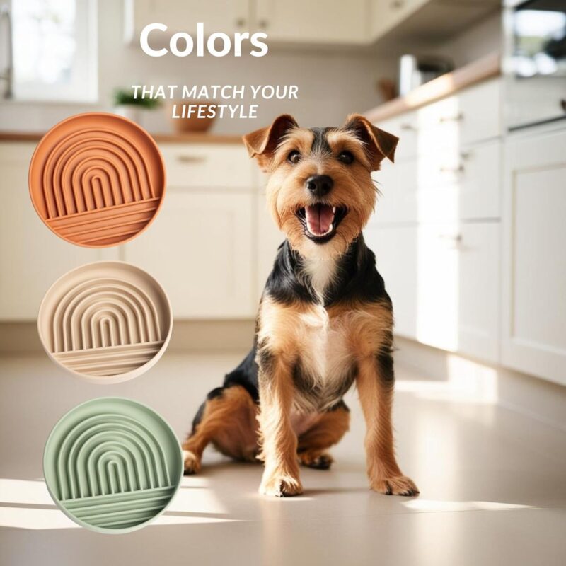 Modern Rainbow Pet Slow Feeder Bowl, Silicone Slow Feeder for Dogs & Puppies, Slow Eating, Modern Lick Mat Design, Reduces Gulping, Dishwasher Fit, for All Breed, Durable Mealtime Puzzle (Slate) - Image 10
