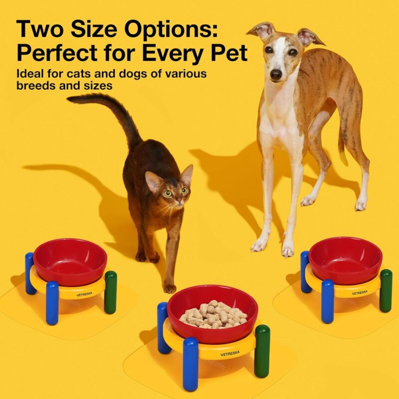 VETRESKA Elevated Dog Bowl with Stand, Raised Ceramic Cat Dog Bowls Large Breed, No Slip Cat Bowl, Food/Water Bowl Dog Feeding Station Dishes for Medium Small Pet (15.2OZ) - Image 7