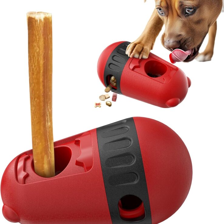 Upgraded Bully Stick Holder, Adjustable Treat Dispensing Slow Feeder, 2-in-1 Multifunctional Dog Treat Toy, for Dogs to Keep Them Busy, More Fun, Healthier, Make Everything Fun, Ideal for Dog Gifts