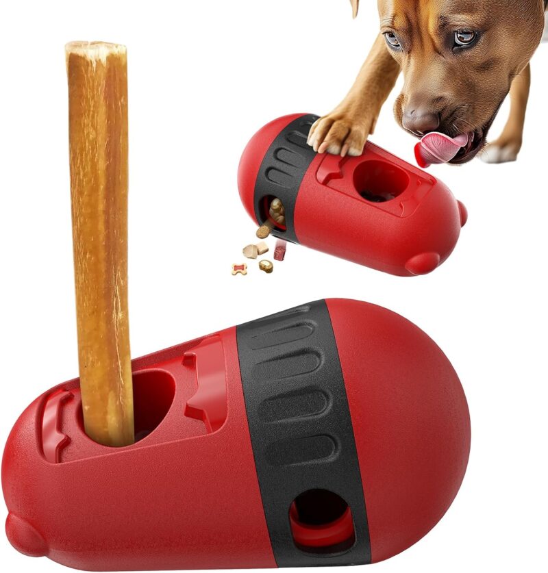 Upgraded Bully Stick Holder, Adjustable Treat Dispensing Slow Feeder, 2-in-1 Multifunctional Dog Treat Toy, for Dogs to Keep Them Busy, More Fun, Healthier, Make Everything Fun, Ideal for Dog Gifts