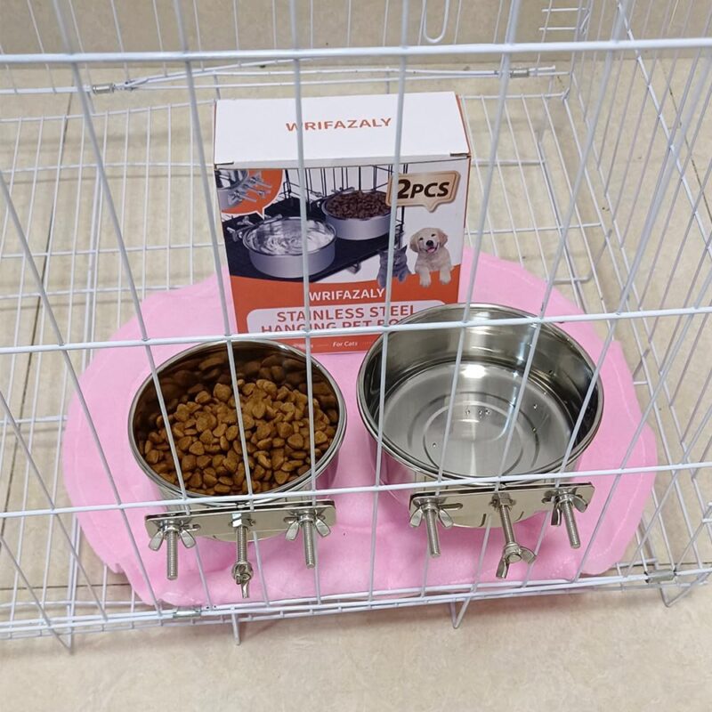 Dog Crate Water Bowl No Spill, Crate Bowls for Small Size Dog, 2 Pack Kennel Water Food Bowls Hanging, Stainless Steel Crate Cage Feeder Dish Bowl for Dogs Small Animals - Image 5