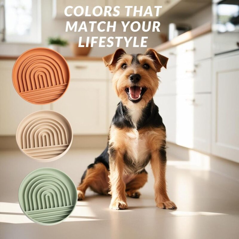 Modern Rainbow Pet Slow Feeder Bowl, Silicone Slow Feeder for Dogs & Puppies, Slow Eating, Modern Lick Mat Design, Reduces Gulping, Dishwasher Fit, for All Breed, Durable Mealtime Puzzle (Slate) - Image 2
