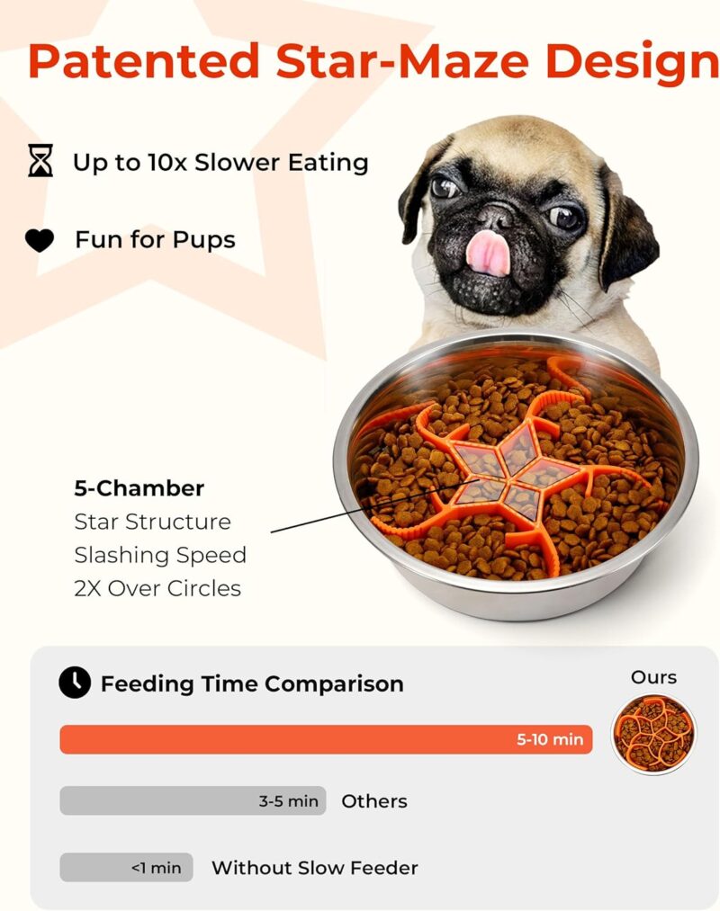 Slow Feeder Insert for Dog Bowls - Upgraded Griper System, Star Maze Design - Image 3