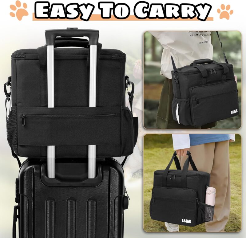 Dog Travel Bag, Airline Approved Tote Organizer, Travel Dog Backpack with Multi-Function Pockets for Dog Stuff & Pet Supplies Travel Essentials，Black with Bowl(BLUE&BLUE) - Image 7