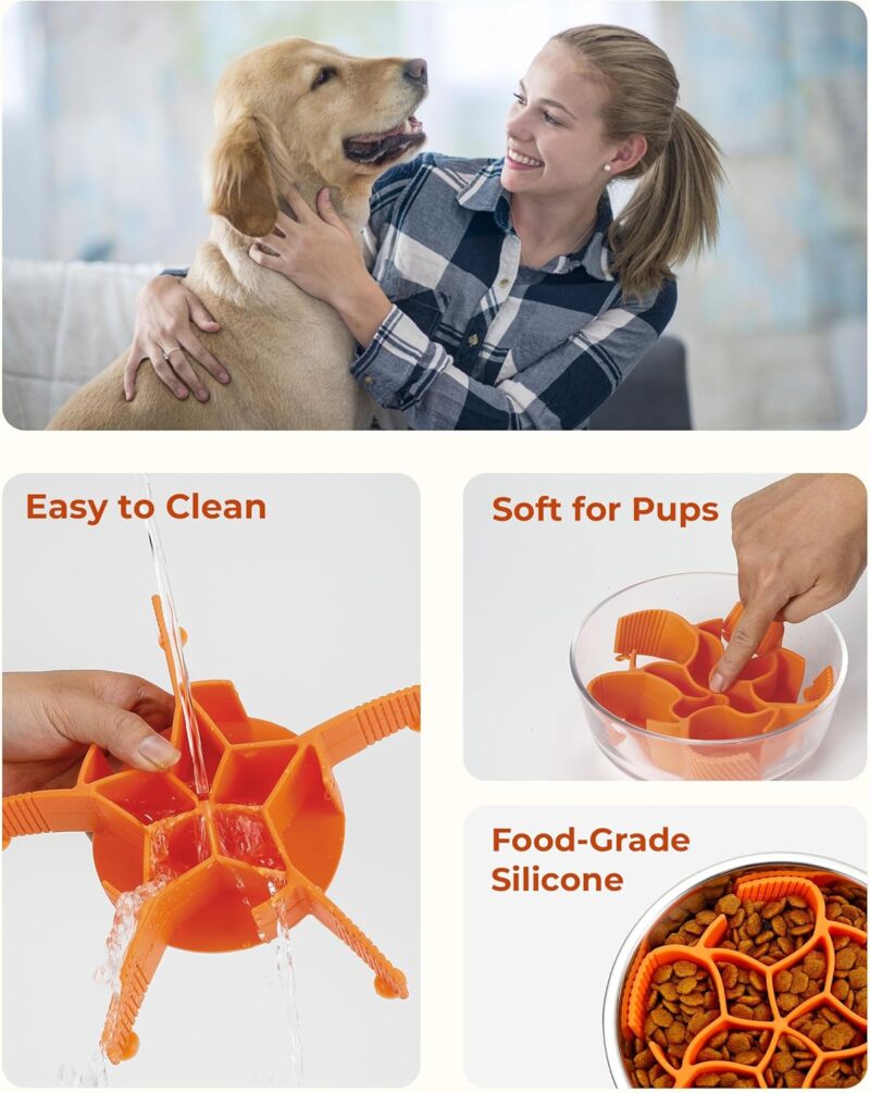 Slow Feeder Insert for Dog Bowls - Upgraded Griper System, Star Maze Design - Image 5