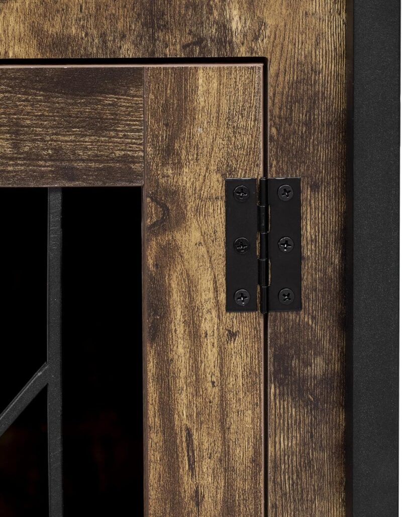 Furniture Style Dog Crate,Composite Desk, Hutch Pet Friendly Furniture with Sliding Barn Doors, Storage Shelves,Hanging Space and Charging Station,Durable Construction (Rustic Brown) - Image 7