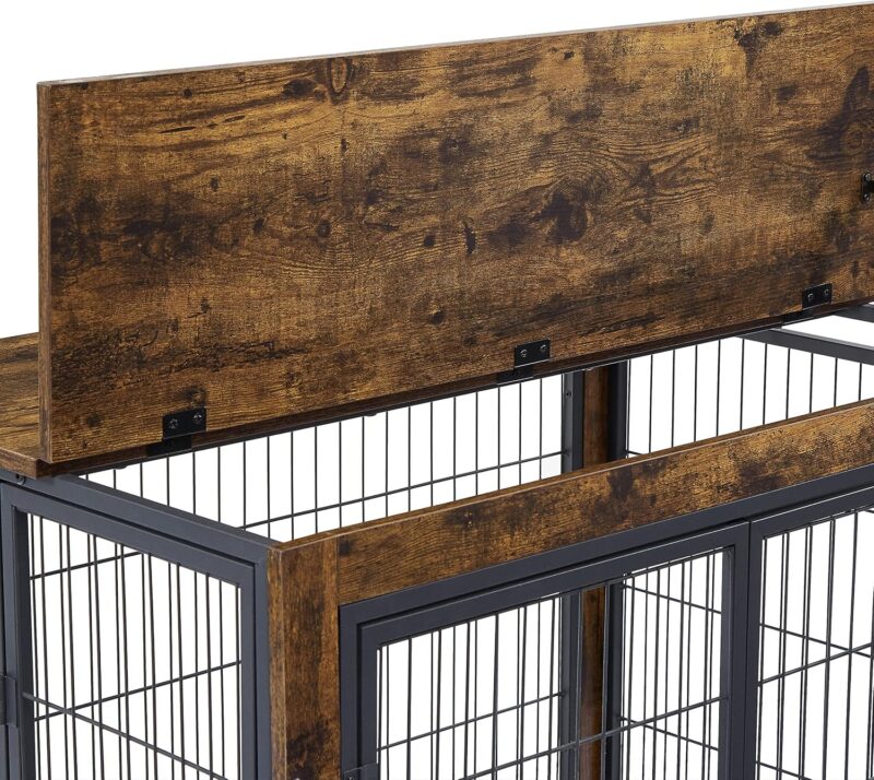 Dog Crate，Dog Crate Furniture with Wheels，Dog crates for Medium Dogs，Rustic Brown,360* Degree Visibility. (Brown,) - Image 9