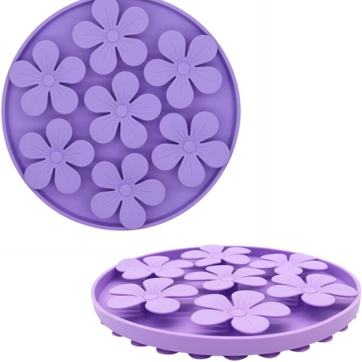 Non-Slip Slow Feeder Pet Bowl – Anti-Choking Feeding Bowl with Suction Cups for Dogs & Cats, Promotes Healthy Digestion (Amoura, Flower)