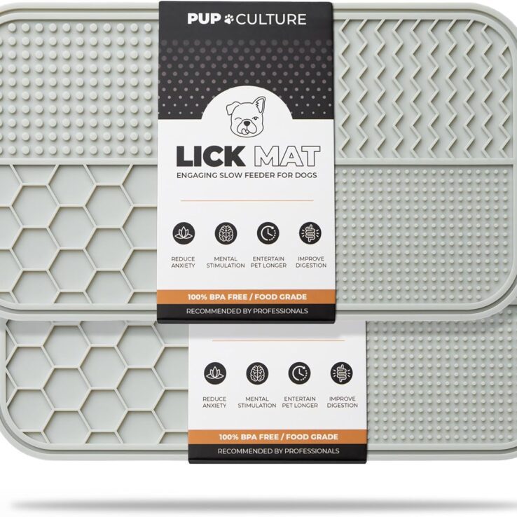 Pup Culture Dog Lick Mat for Dogs (2 Pack), Feeding Pad for Anxious Pets Plus 4 Different Puzzles for Mental Stimulation for Dogs - Supports Mental, Dental, and Digestive Health - Heavy Duty